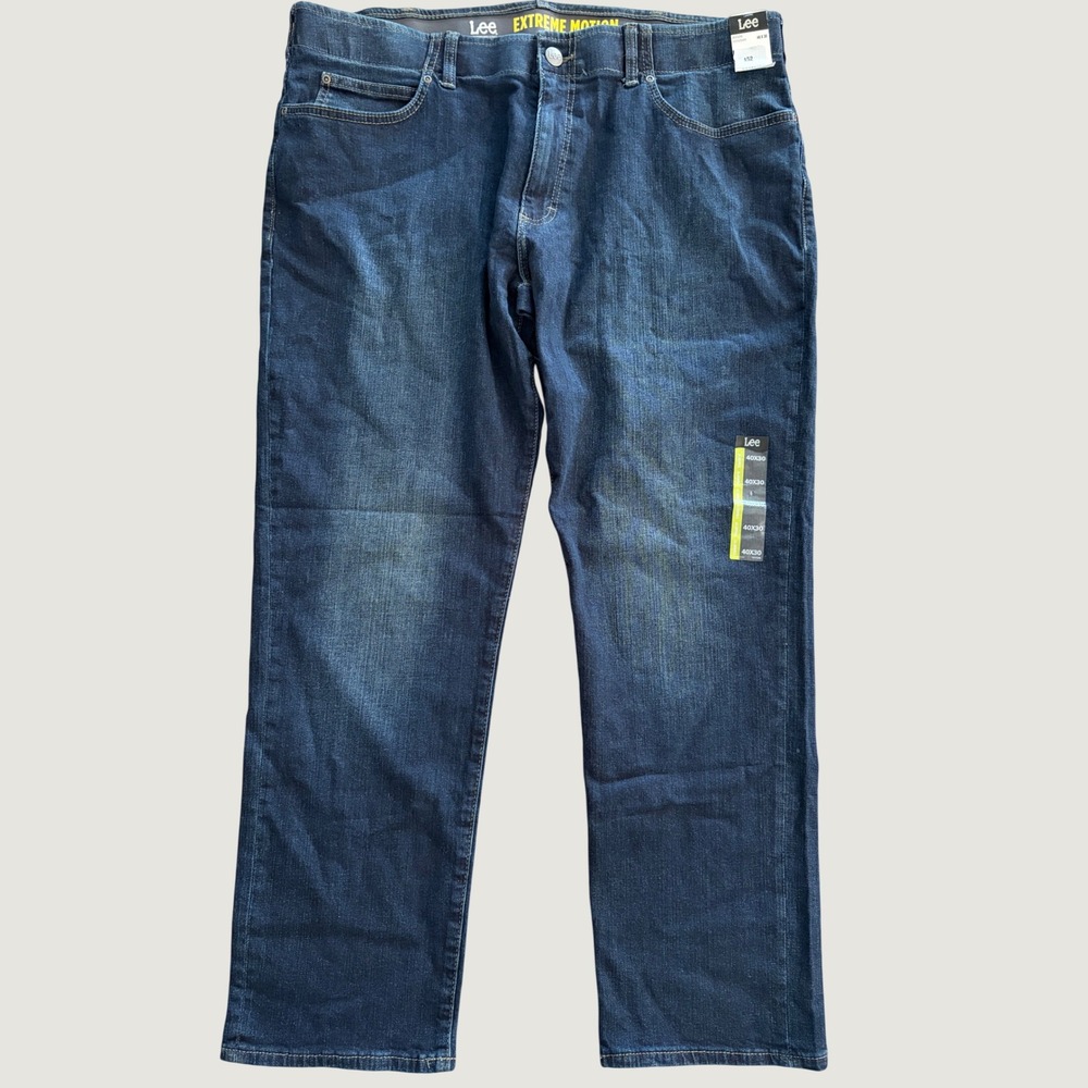 Lee Extreme Motion Mens Straight Fit Tapered Leg Jeans Dark Wash 40x30 102015044